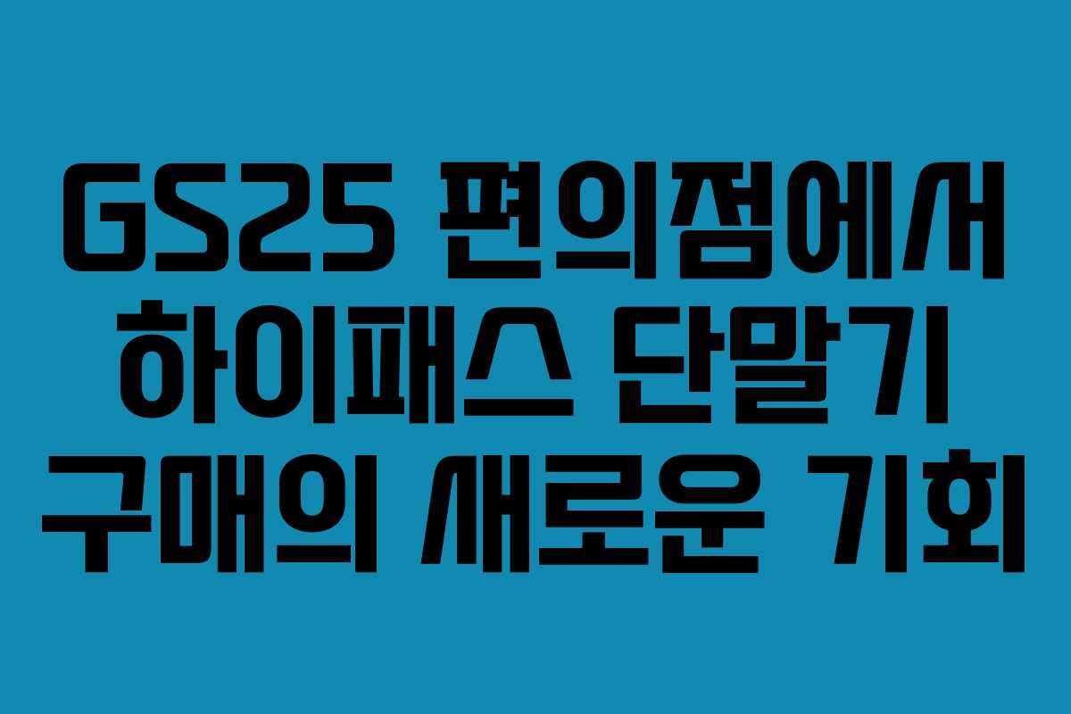 GS25 편의점에서 하이패스 단말기 구매의 새로운 기회 GS25 편의점에서 하이패스 단말기 구매의 새로운 기회