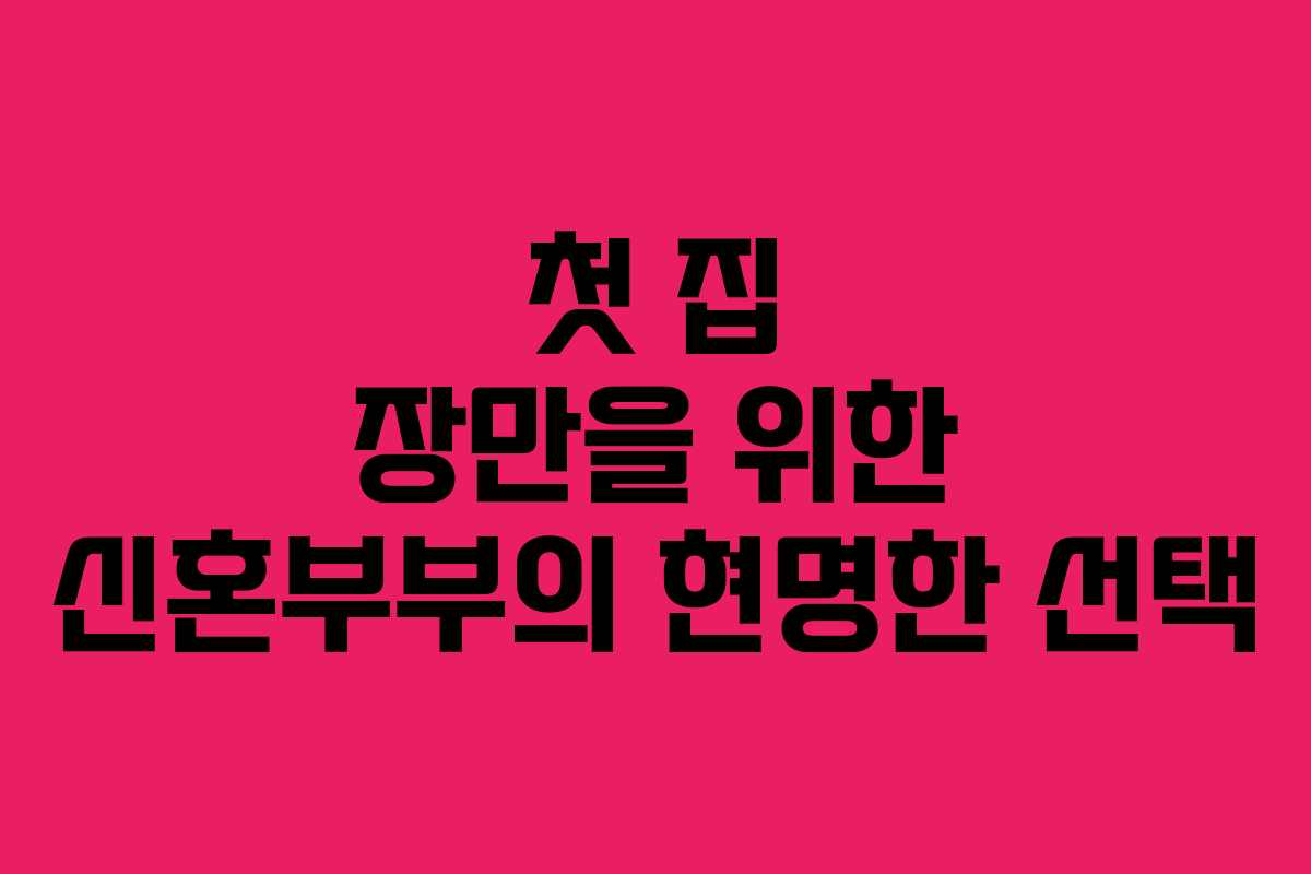 첫 집 장만을 위한 신혼부부의 현명한 선택 첫 집 장만을 위한 신혼부부의 현명한 선택