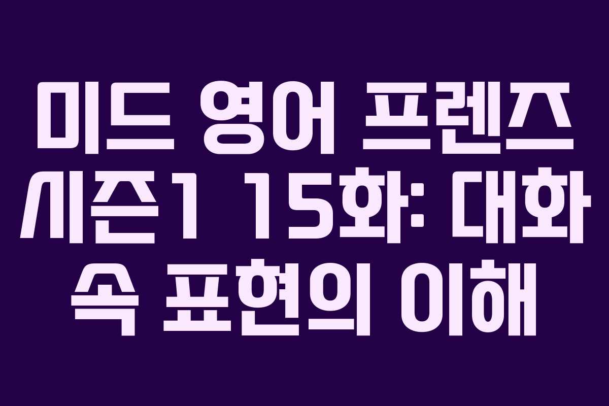미드 영어 프렌즈 시즌1 15화: 대화 속 표현의 이해