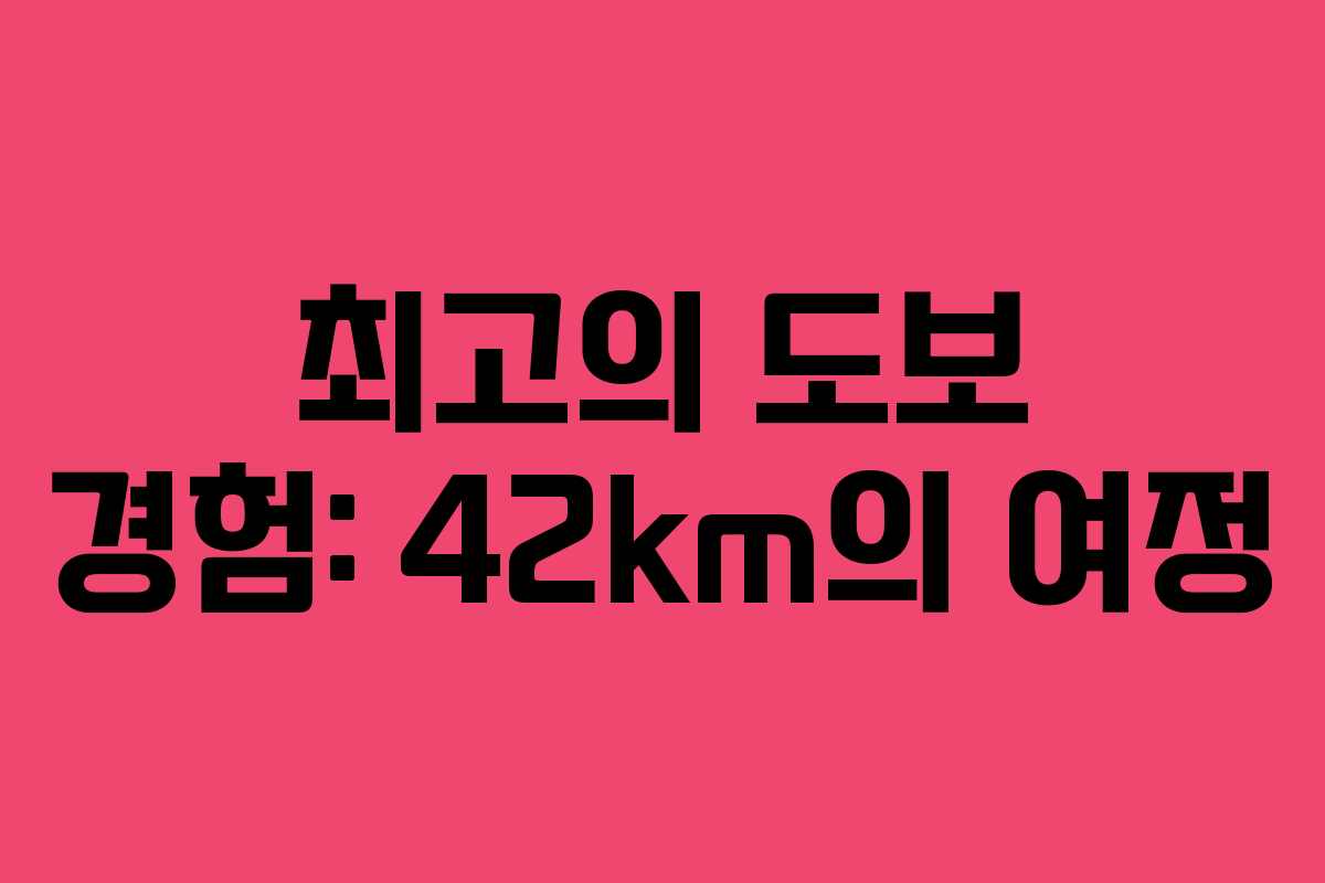 최고의 도보 경험: 42km의 여정 최고의 도보 경험: 42km의 여정