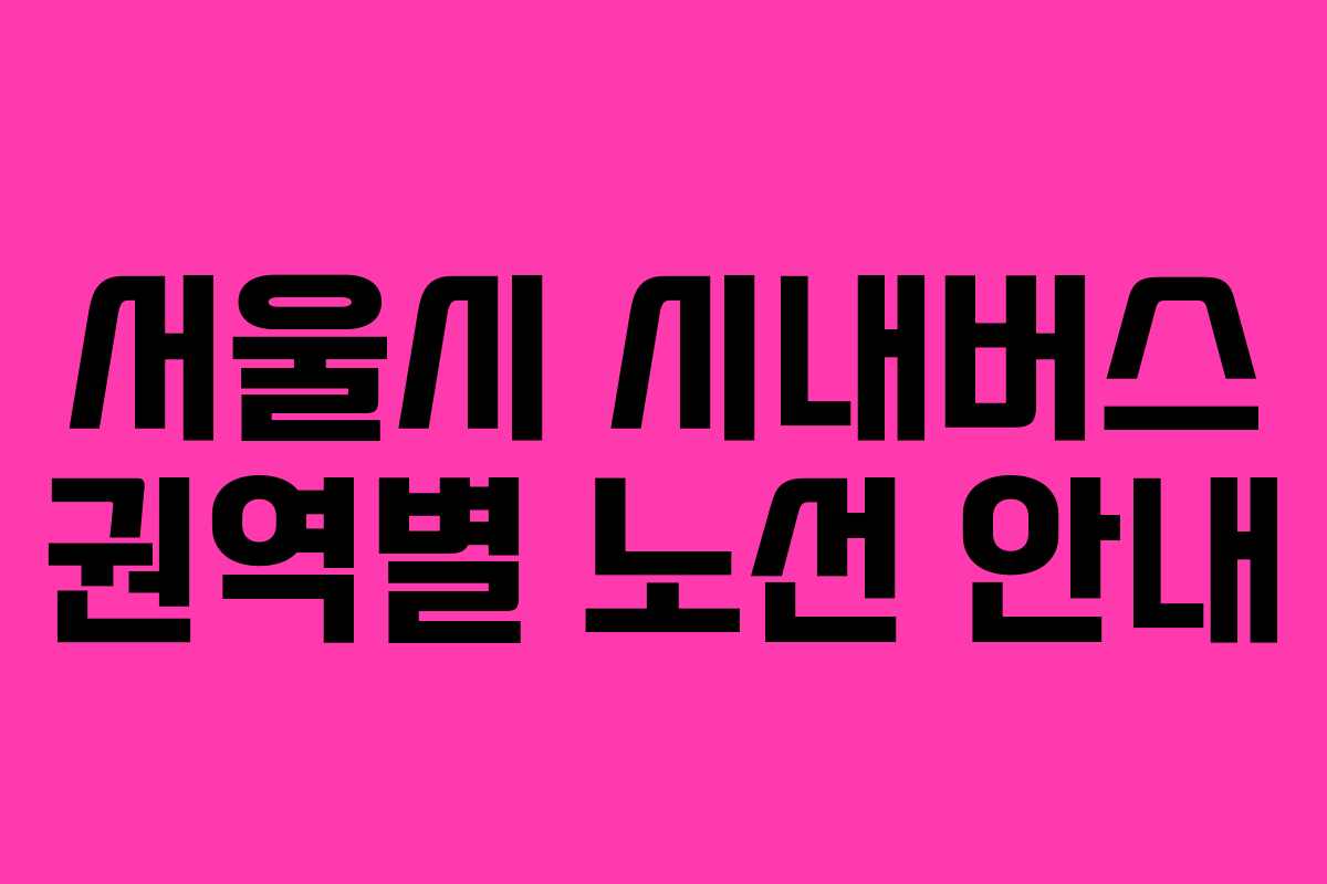 서울시 시내버스 권역별 노선 안내