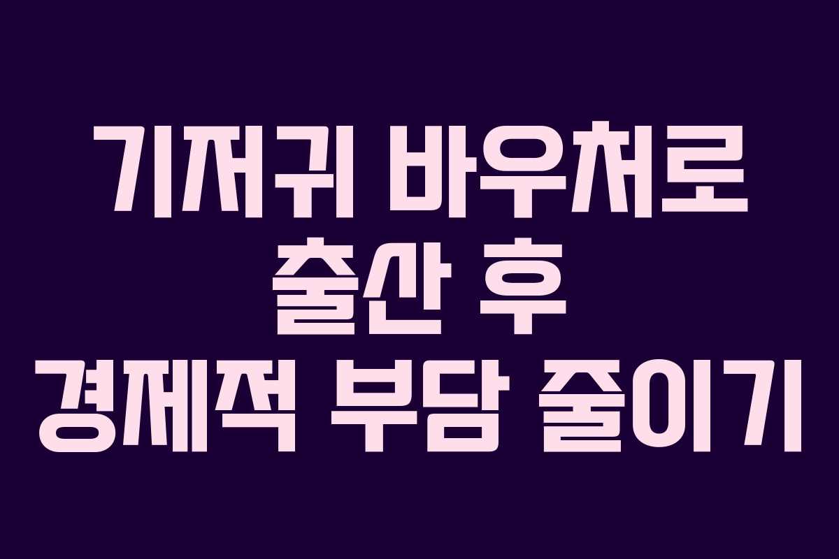 기저귀 바우처로 출산 후 경제적 부담 줄이기 기저귀 바우처로 출산 후 경제적 부담 줄이기