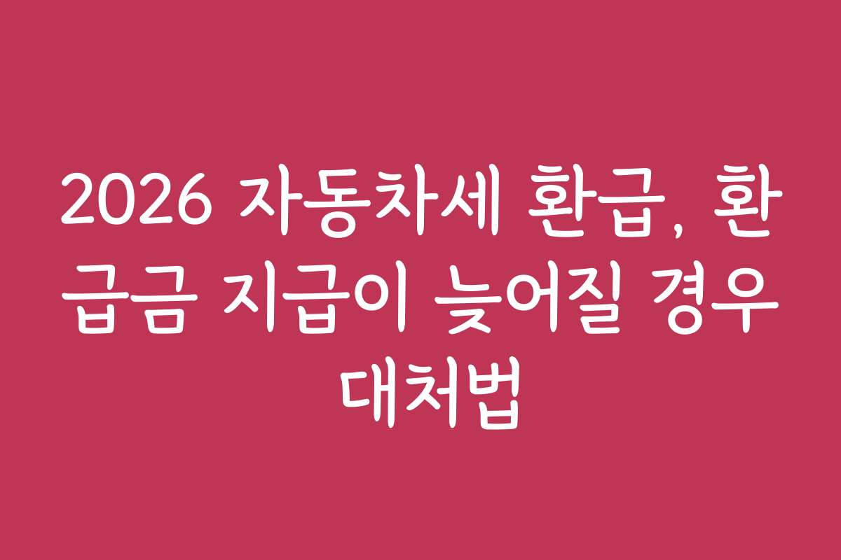 2026 자동차세 환급, 환급금 지급이 늦어질 경우 대처법