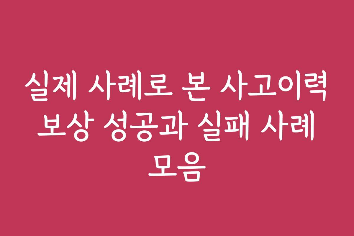 실제 사례로 본 사고이력 보상 성공과 실패 사례 모음