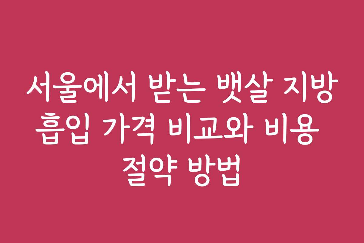 서울에서 받는 뱃살 지방흡입 가격 비교와 비용 절약 방법 서울에서 받는 뱃살 지방흡입 가격 비교와 비용 절약 방법