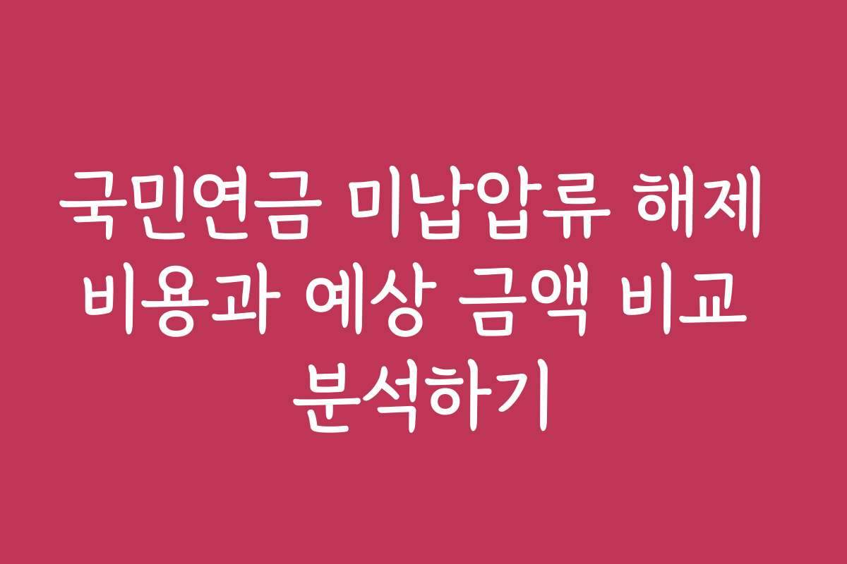 국민연금 미납압류 해제 비용과 예상 금액 비교 분석하기