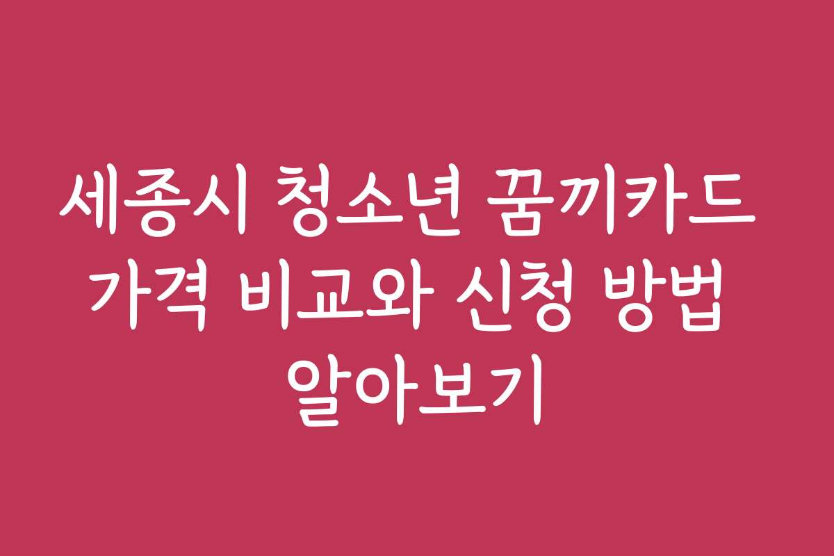 세종시 청소년 꿈끼카드 가격 비교와 신청 방법 알아보기