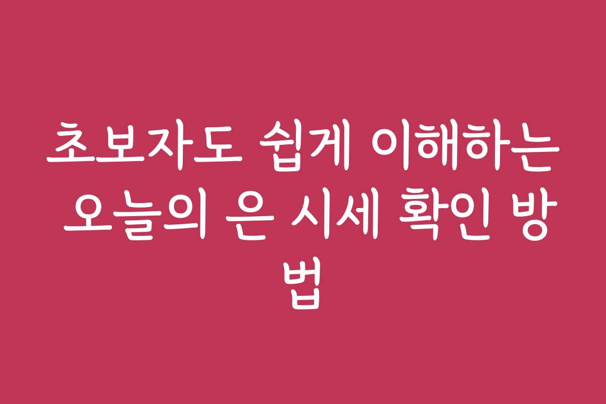 초보자도 쉽게 이해하는 오늘의 은 시세 확인 방법