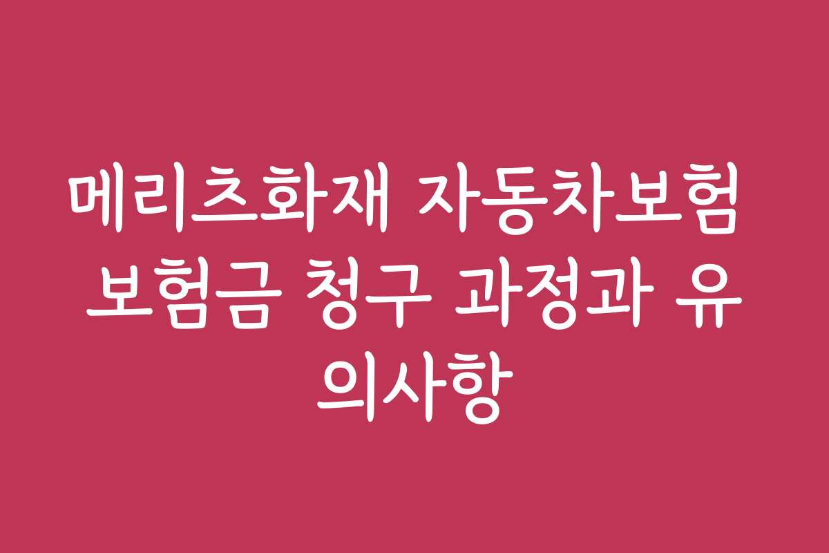 메리츠화재 자동차보험 보험금 청구 과정과 유의사항