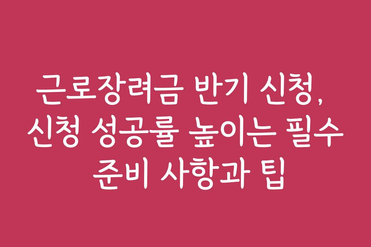 근로장려금 반기 신청, 신청 성공률 높이는 필수 준비 사항과 팁