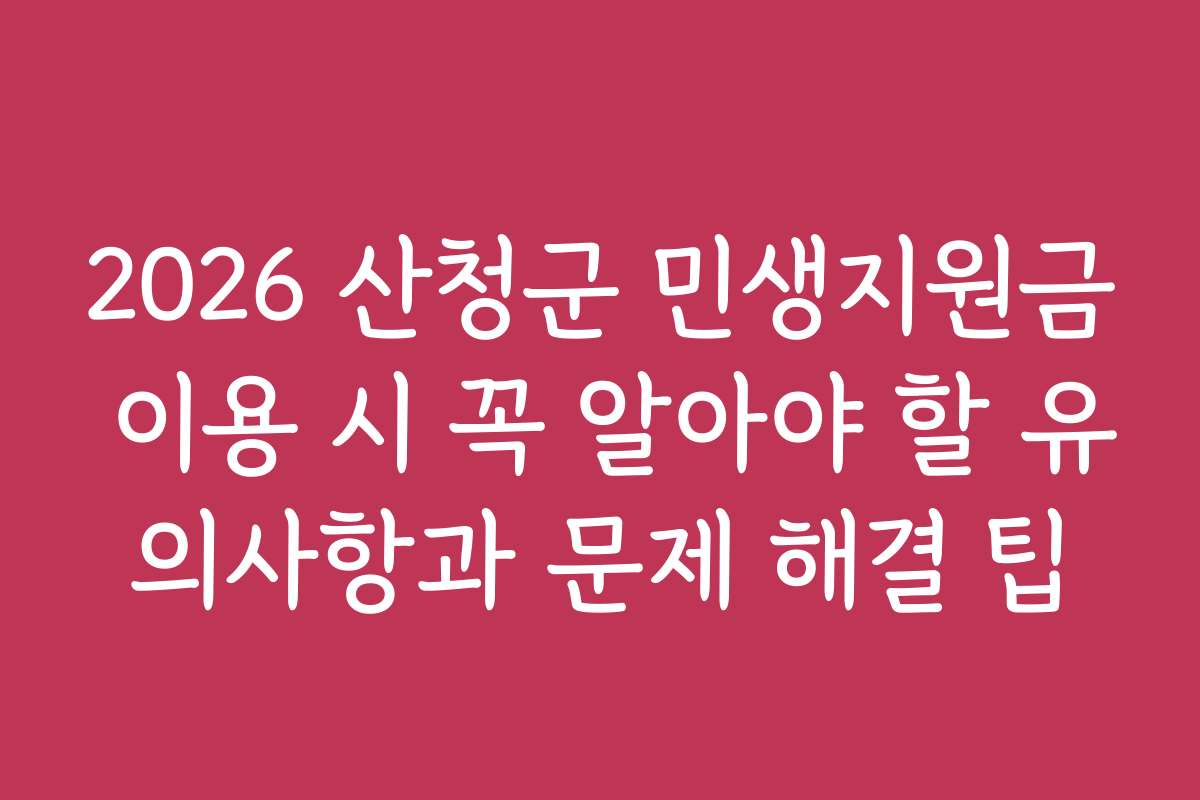 2026 산청군 민생지원금 이용 시 꼭 알아야 할 유의사항과 문제 해결 팁