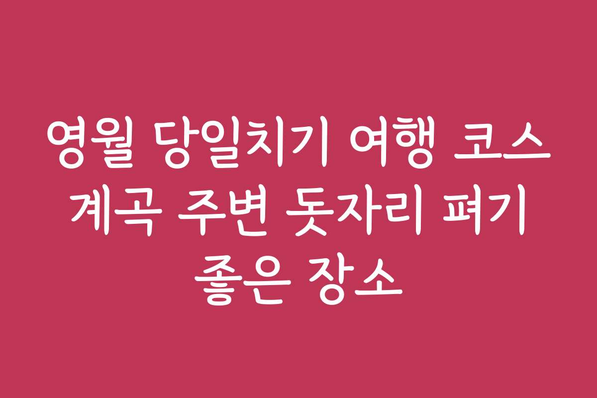 영월 당일치기 여행 코스 계곡 주변 돗자리 펴기 좋은 장소