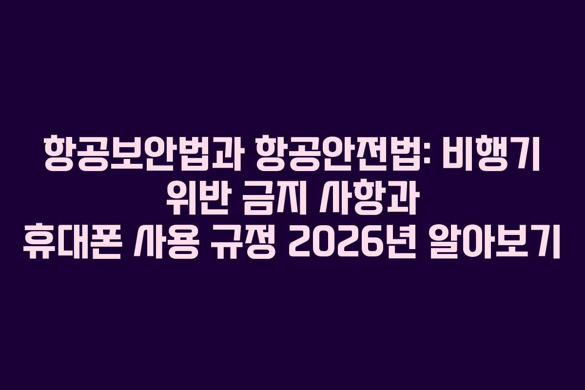 항공보안법과 항공안전법: 비행기 위반 금지 사항과 휴대폰 사용 규정 2026년 알아보기