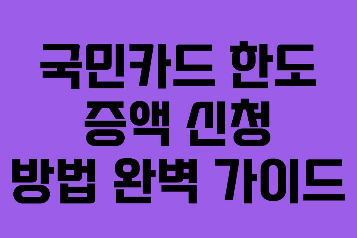국민카드 한도 증액 신청 방법 완벽 가이드