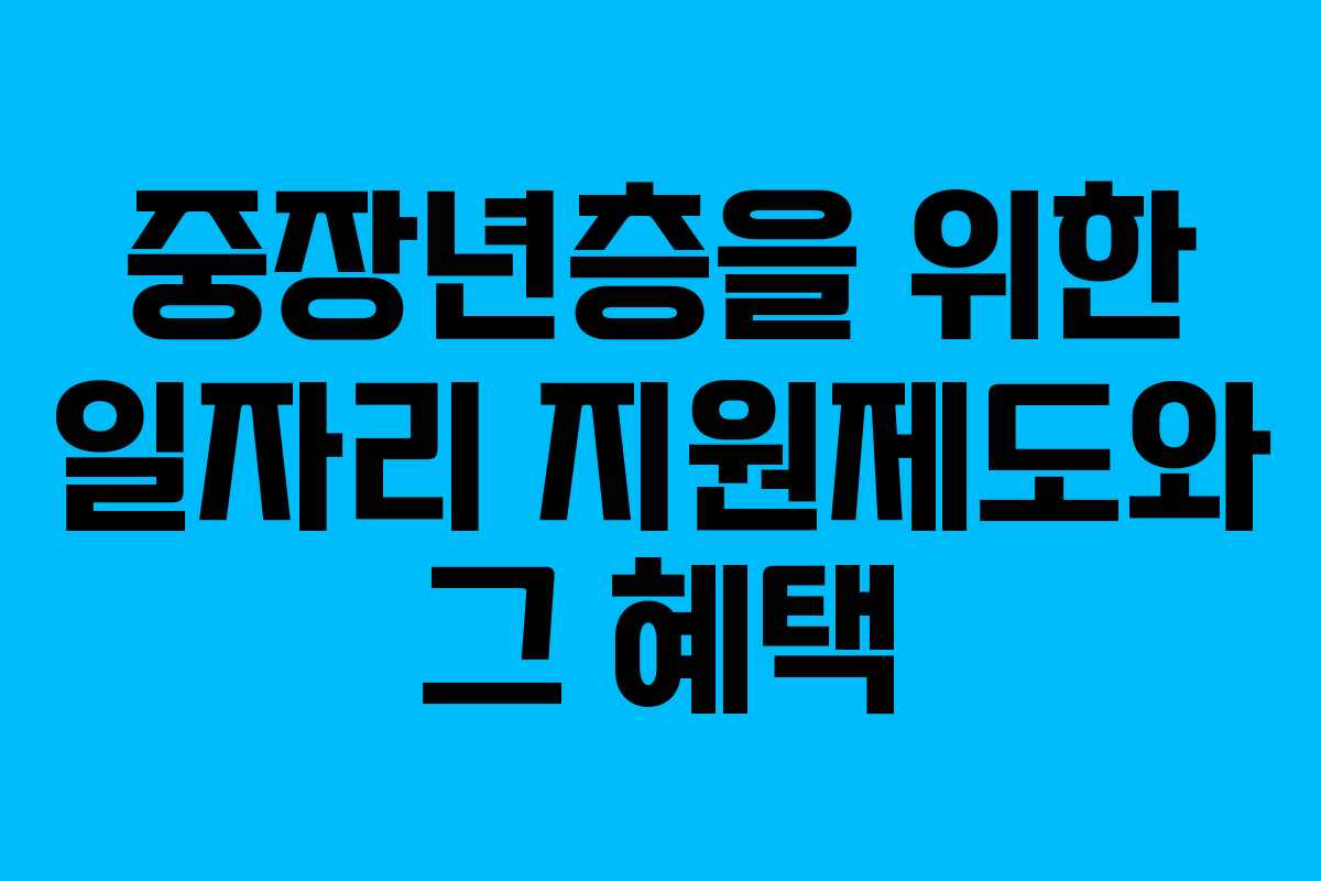 중장년층을 위한 일자리 지원제도와 그 혜택 중장년층을 위한 일자리 지원제도와 그 혜택