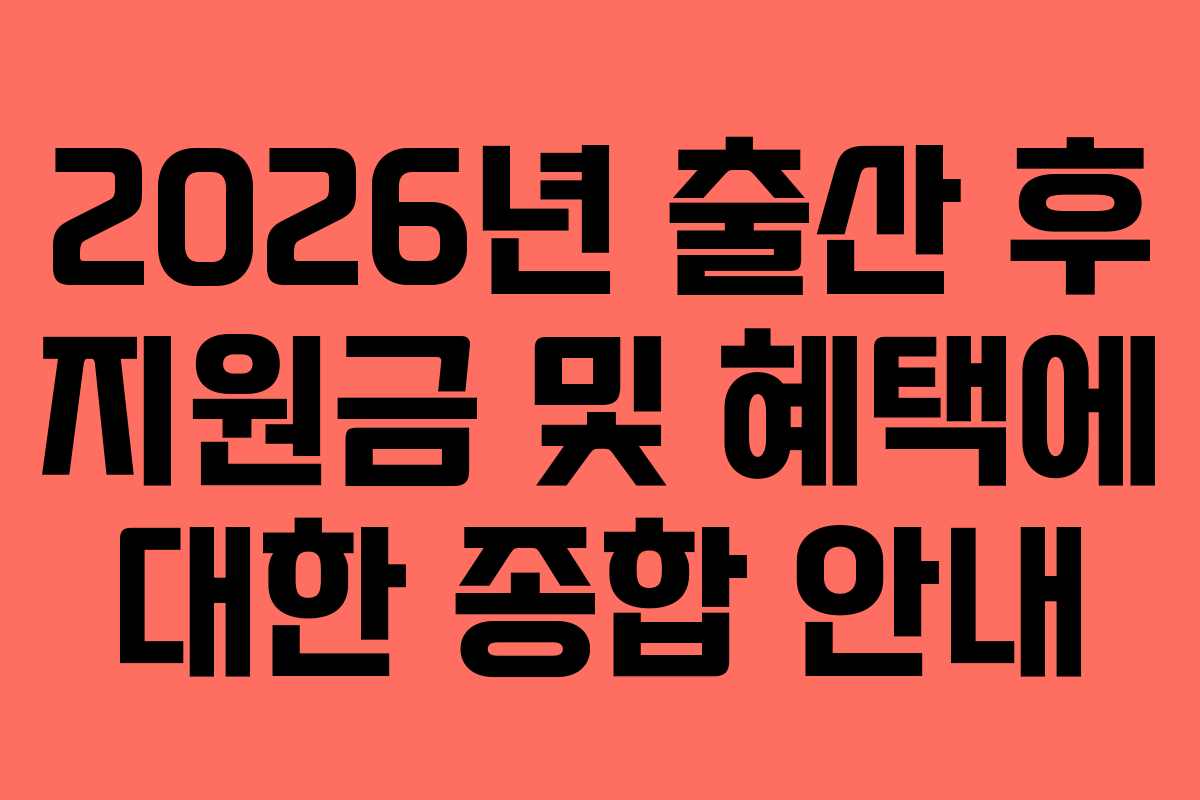 2026년 출산 후 지원금 및 혜택에 대한 종합 안내 2026년 출산 후 지원금 및 혜택에 대한 종합 안내