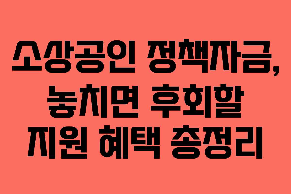 소상공인 정책자금, 놓치면 후회할 지원 혜택 총정리
