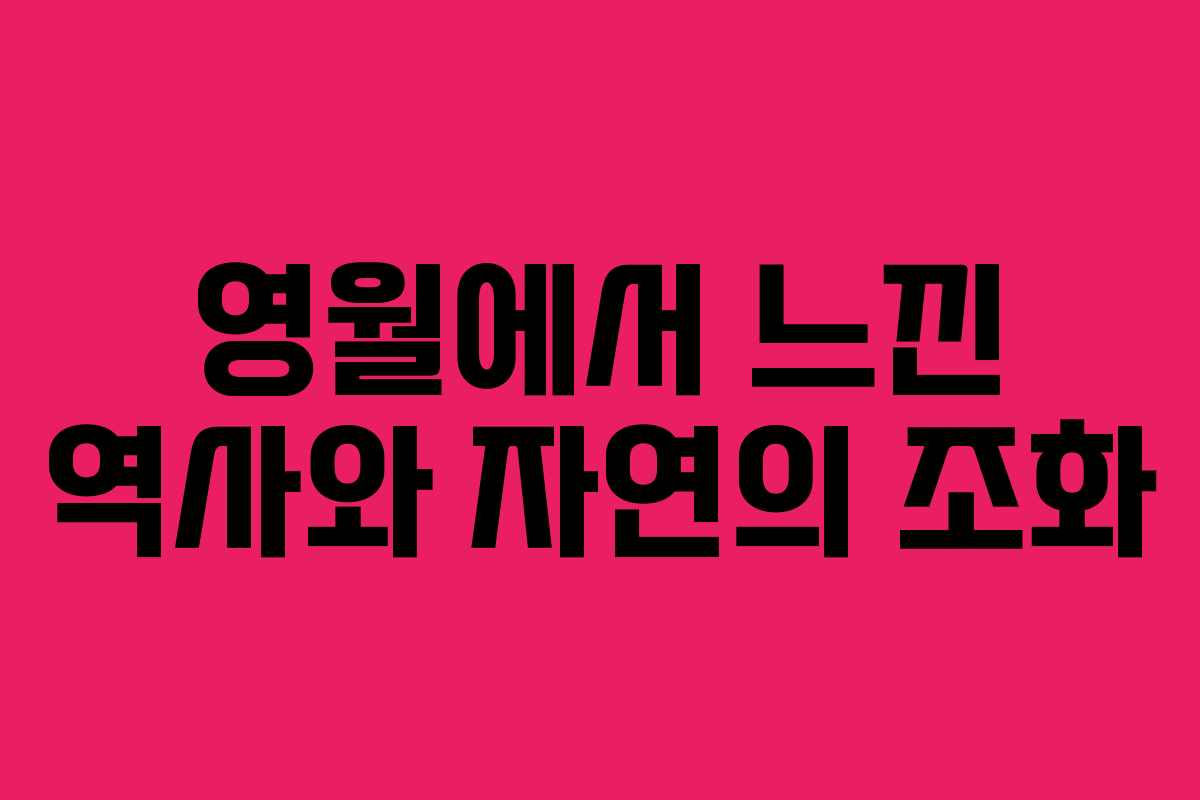 영월에서 느낀 역사와 자연의 조화