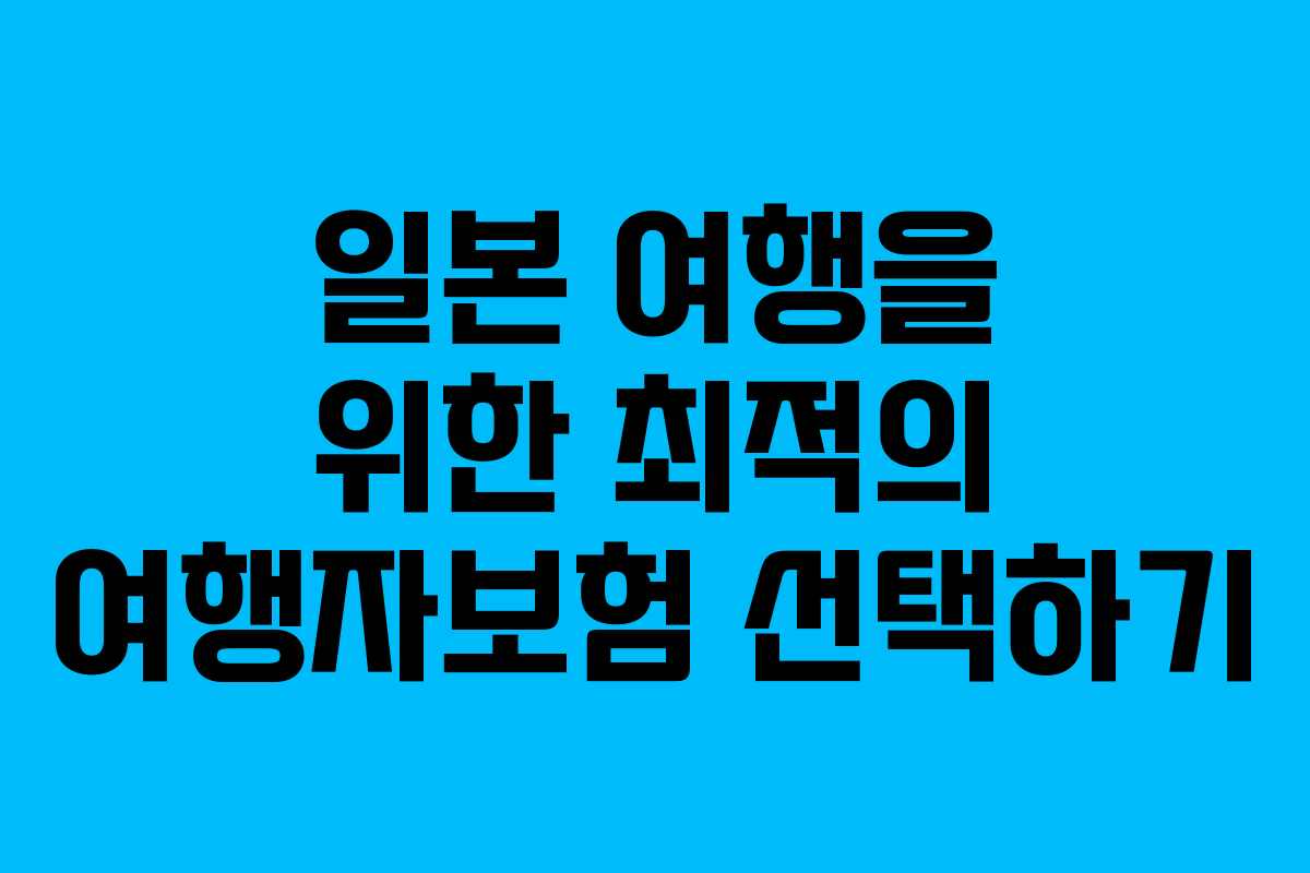 일본 여행을 위한 최적의 여행자보험 선택하기