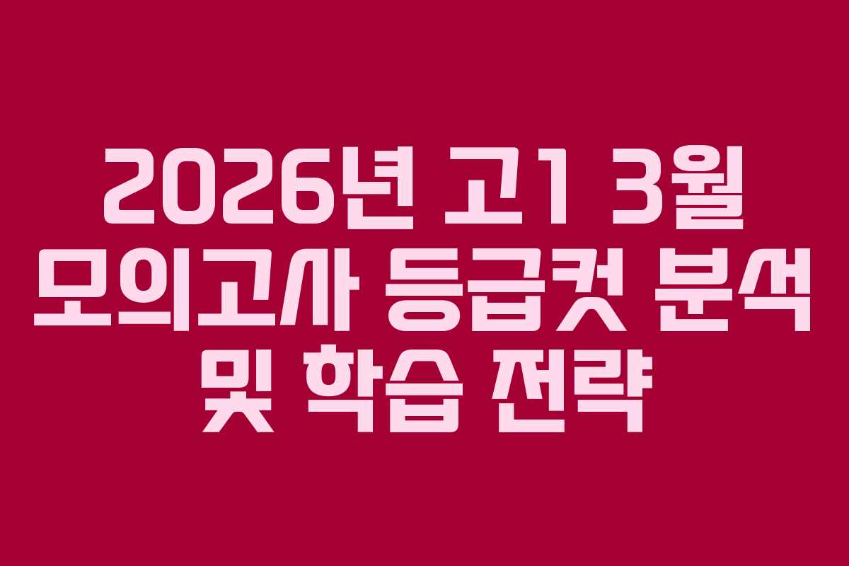 2026년 고1 3월 모의고사 등급컷 분석 및 학습 전략
