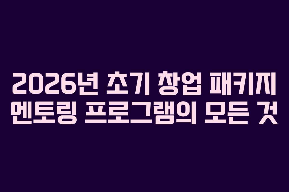 2026년 초기 창업 패키지 멘토링 프로그램의 모든 것