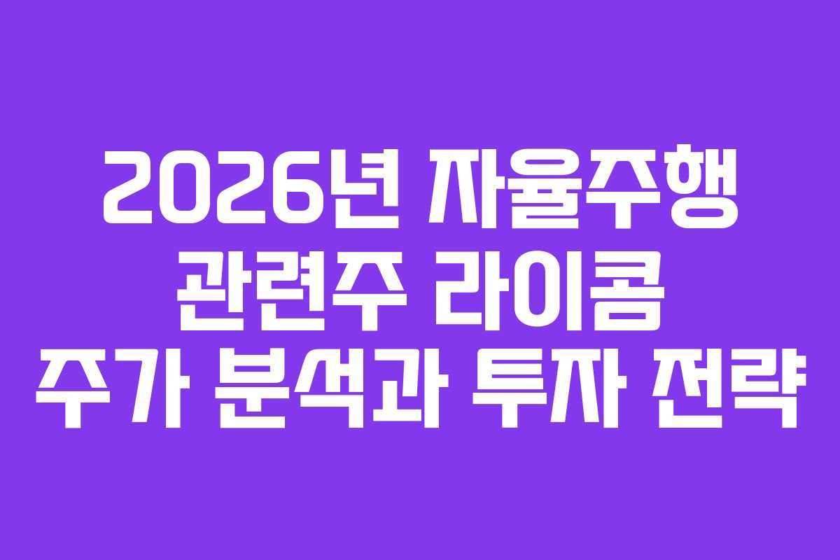 2026년 자율주행 관련주 라이콤 주가 분석과 투자 전략
