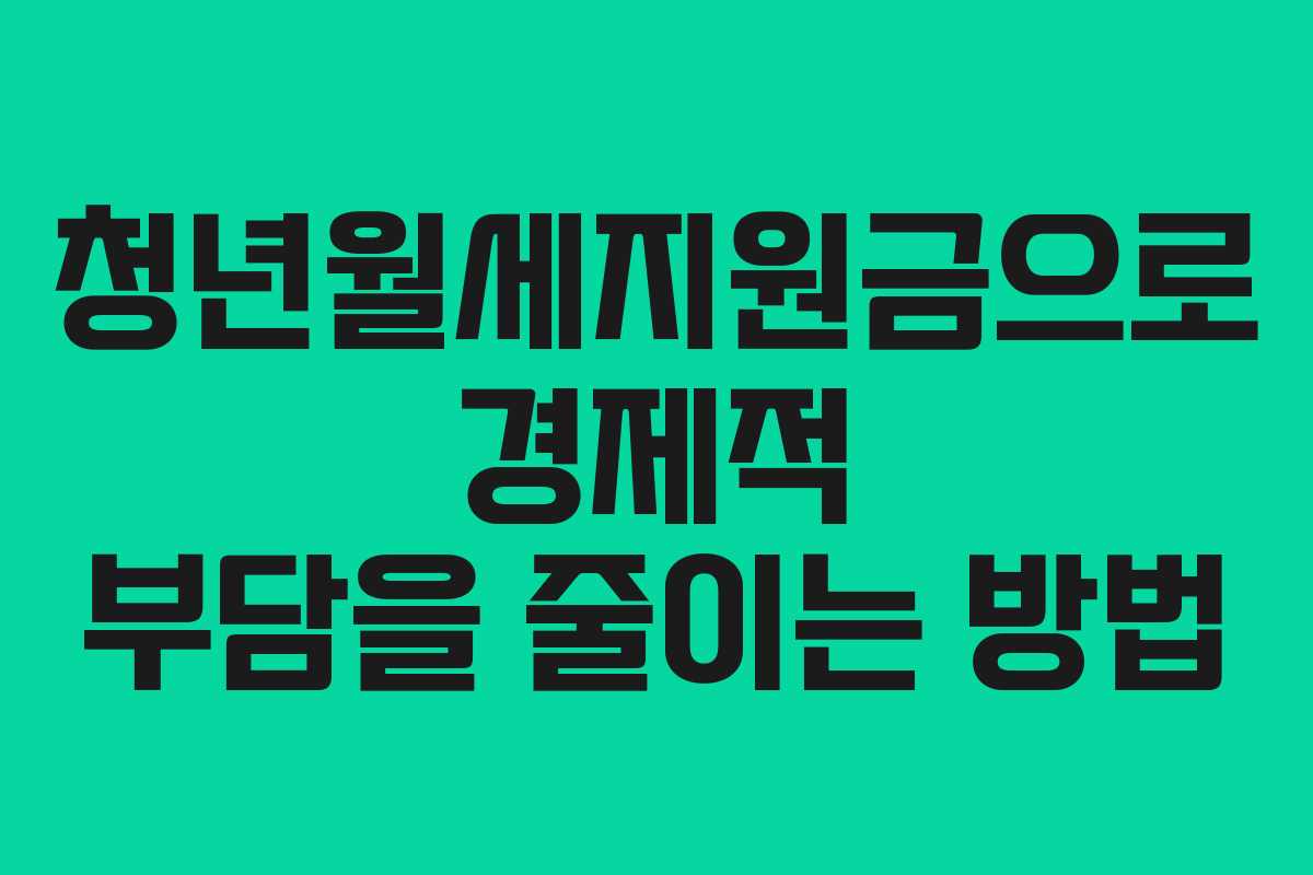 청년월세지원금으로 경제적 부담을 줄이는 방법 청년월세지원금으로 경제적 부담을 줄이는 방법