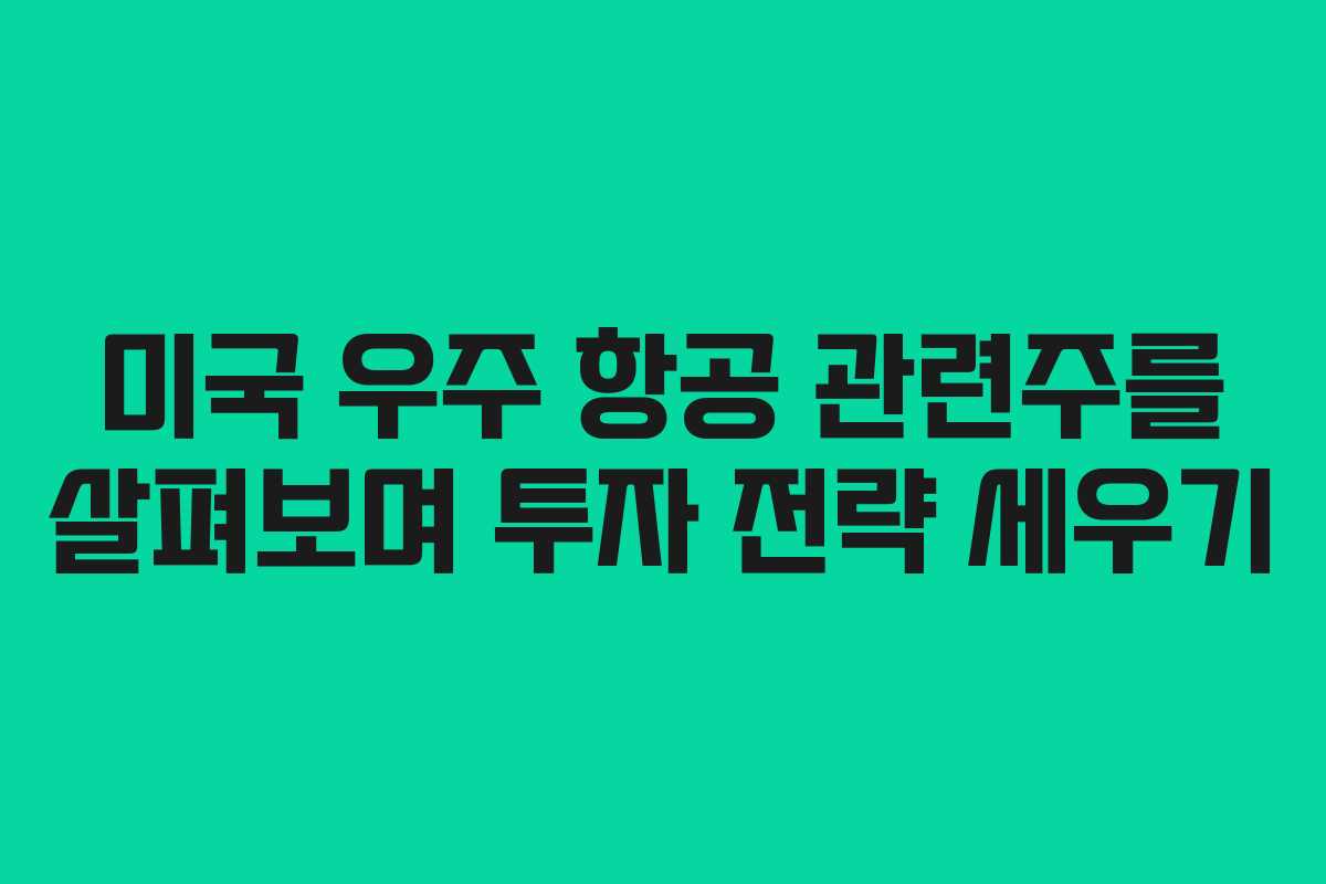 미국 우주 항공 관련주를 살펴보며 투자 전략 세우기