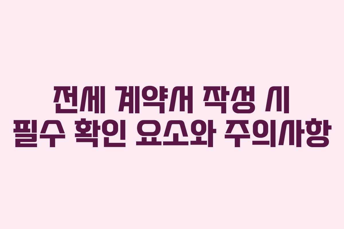 전세 계약서 작성 시 필수 확인 요소와 주의사항