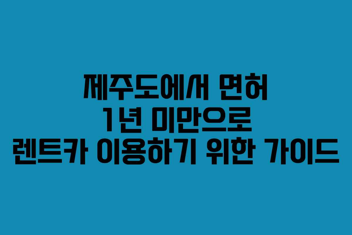 제주도에서 면허 1년 미만으로 렌트카 이용하기 위한 가이드