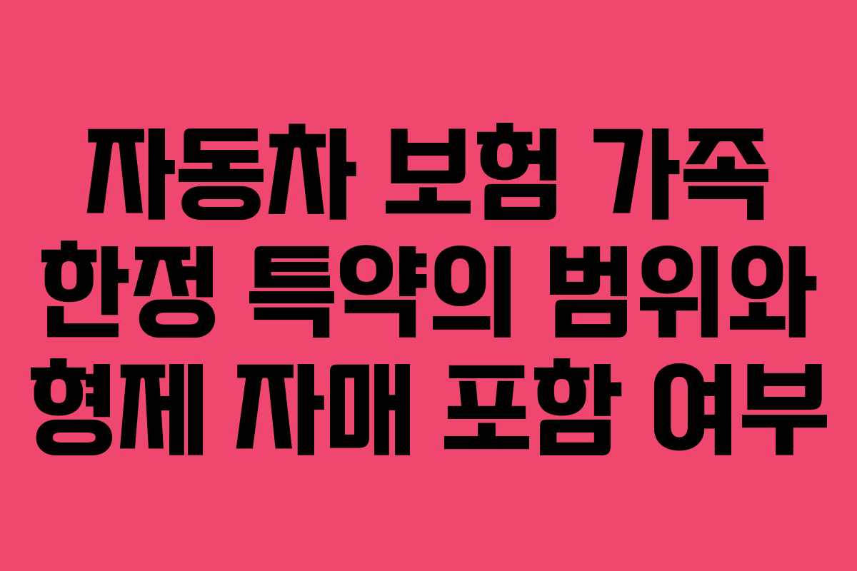 자동차 보험 가족 한정 특약의 범위와 형제 자매 포함 여부