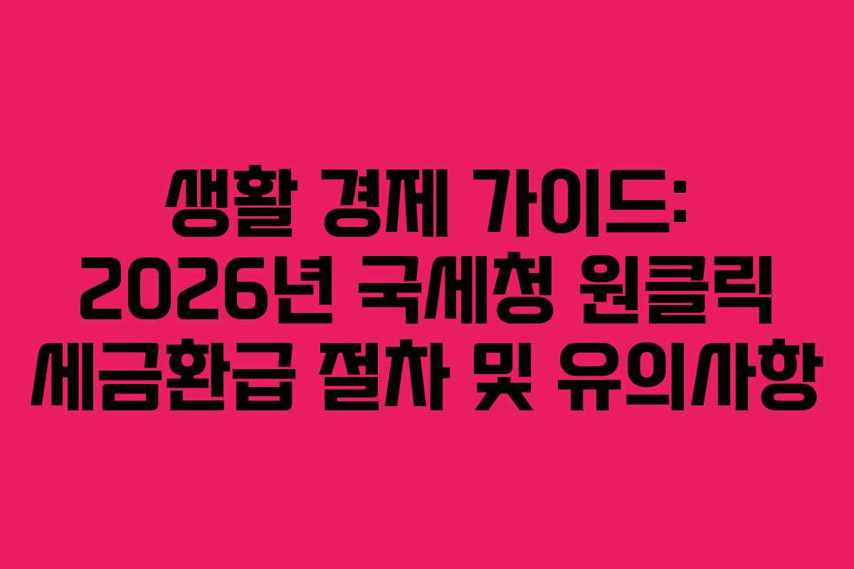 생활 경제 가이드: 2026년 국세청 원클릭 세금환급 절차 및 유의사항 생활 경제 가이드: 2026년 국세청 원클릭 세금환급 절차 및 유의사항