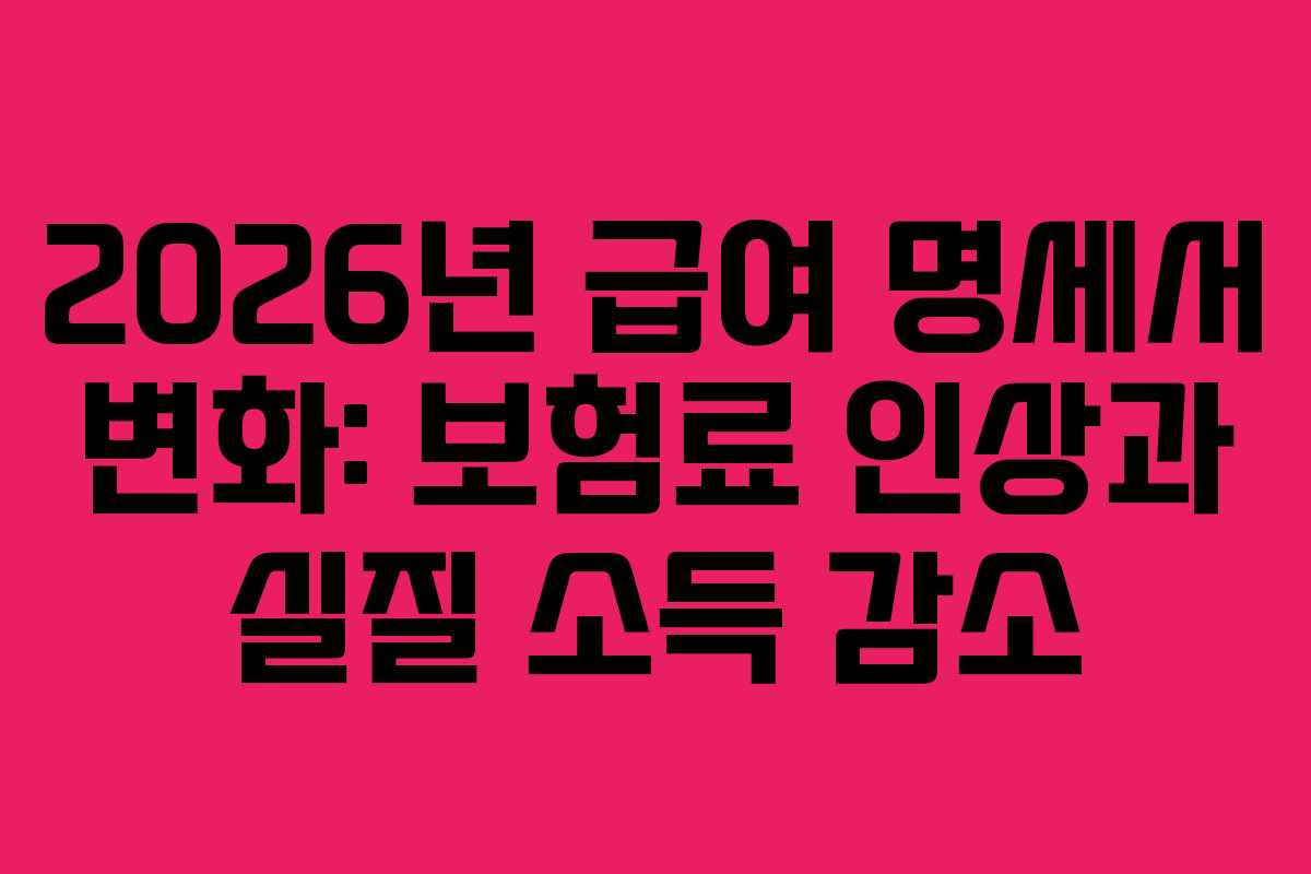 2026년 급여 명세서 변화: 보험료 인상과 실질 소득 감소
