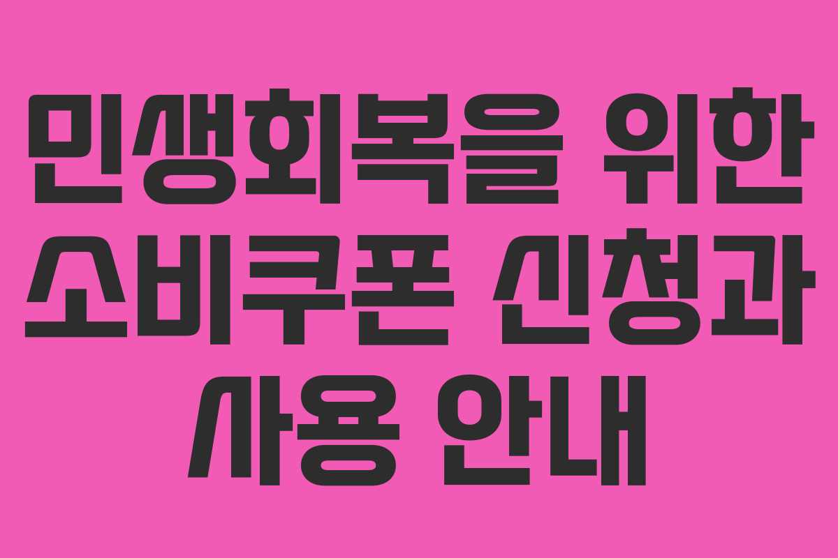 민생회복을 위한 소비쿠폰 신청과 사용 안내