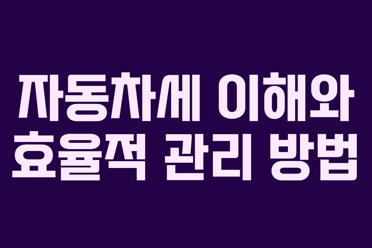 자동차세 이해와 효율적 관리 방법 자동차세 이해와 효율적 관리 방법