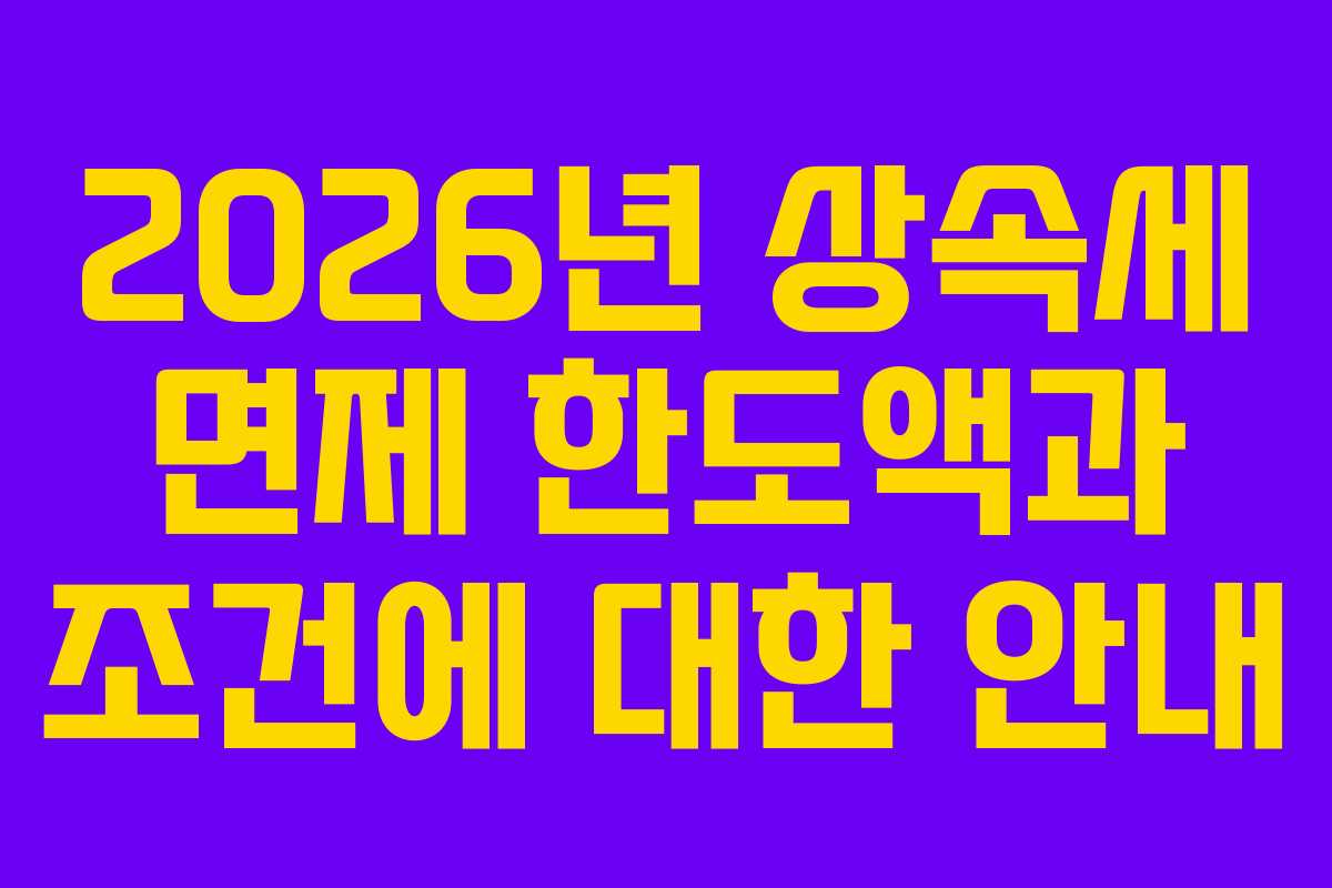 2026년 상속세 면제 한도액과 조건에 대한 안내