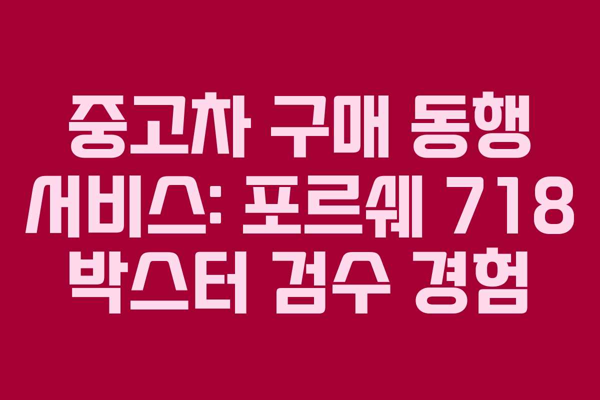 중고차 구매 동행 서비스: 포르쉐 718 박스터 검수 경험 중고차 구매 동행 서비스: 포르쉐 718 박스터 검수 경험