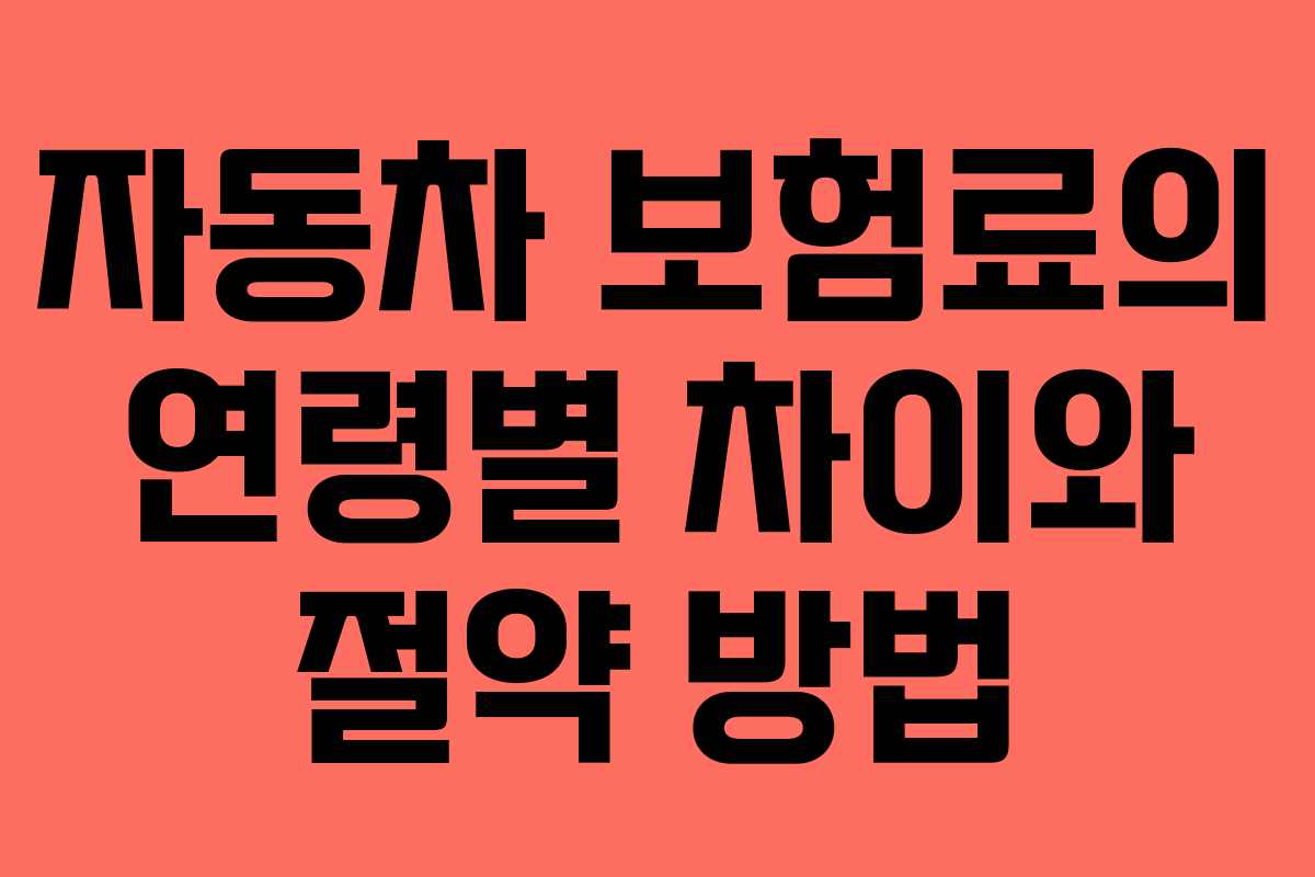 자동차 보험료의 연령별 차이와 절약 방법