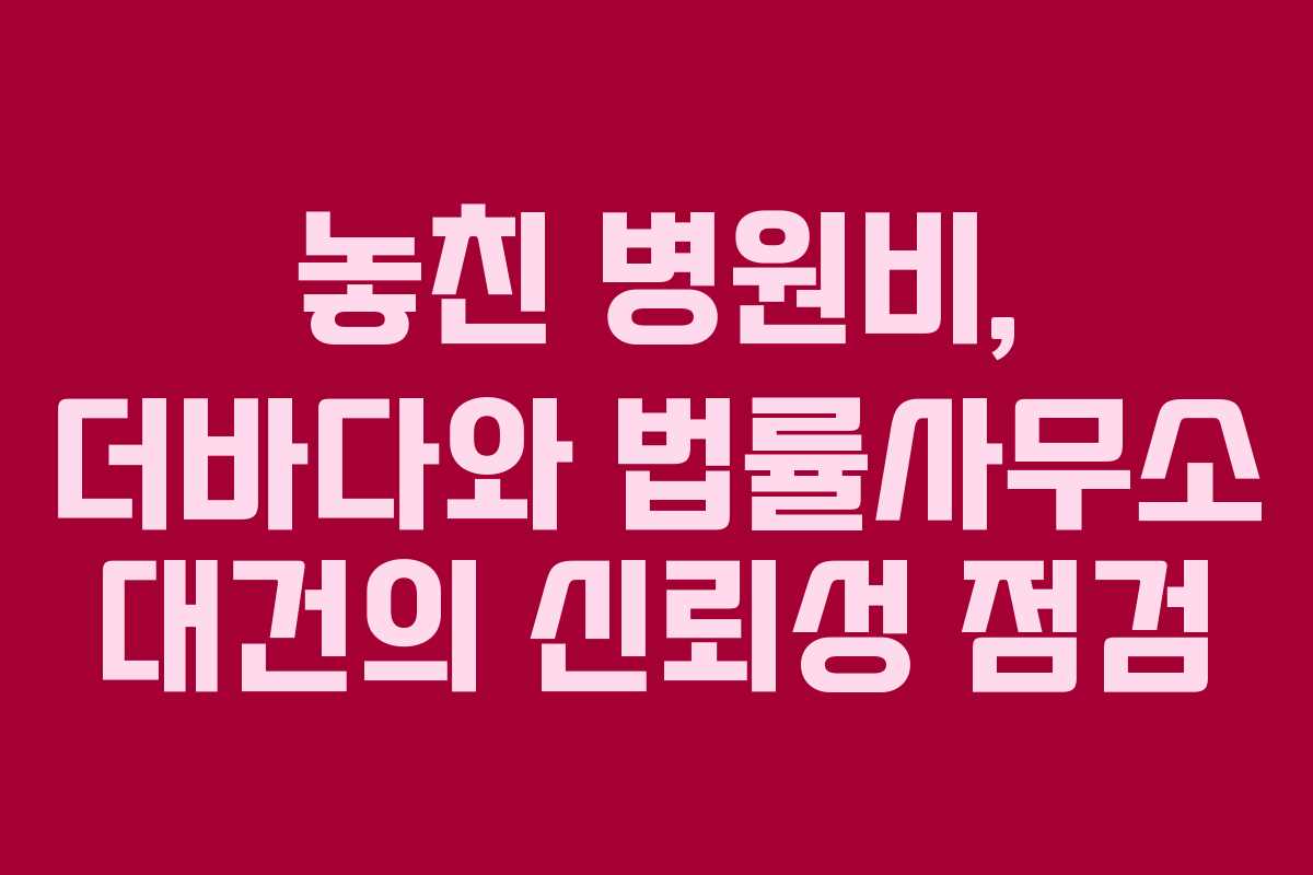 놓친 병원비, 더바다와 법률사무소 대건의 신뢰성 점검 놓친 병원비, 더바다와 법률사무소 대건의 신뢰성 점검