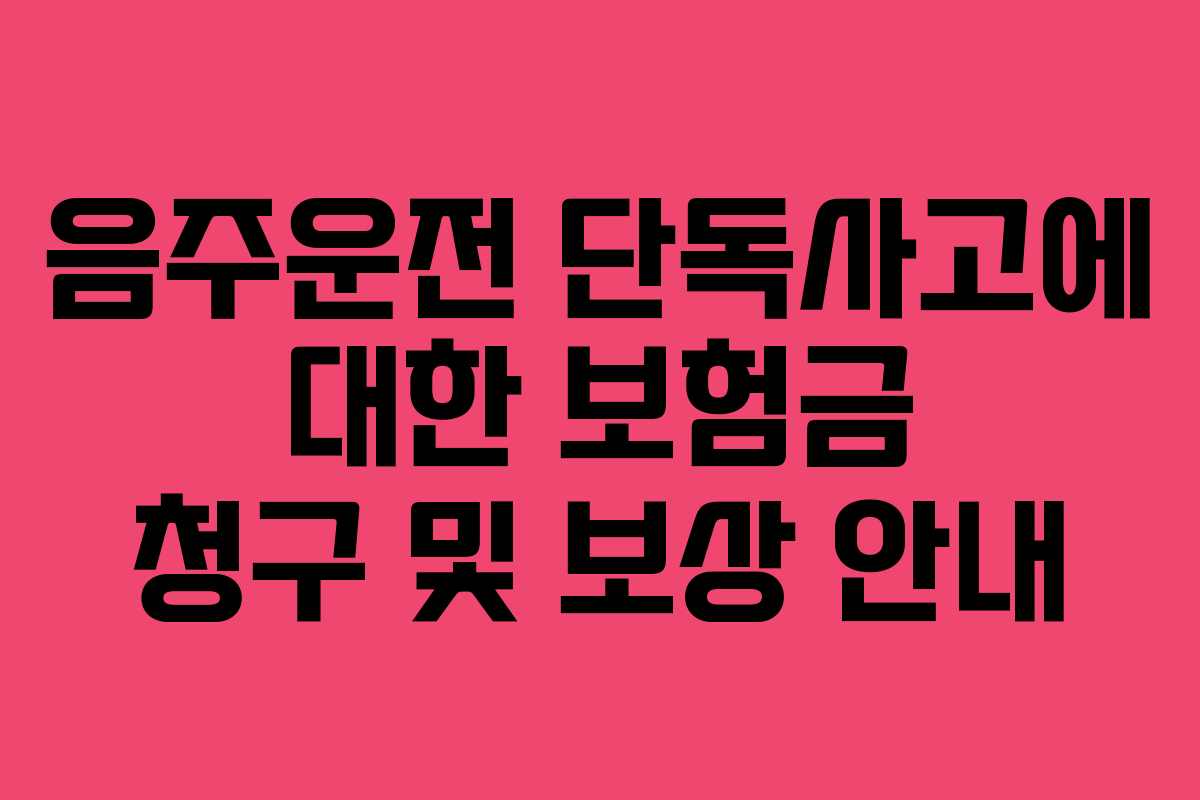 음주운전 단독사고에 대한 보험금 청구 및 보상 안내 음주운전 단독사고에 대한 보험금 청구 및 보상 안내