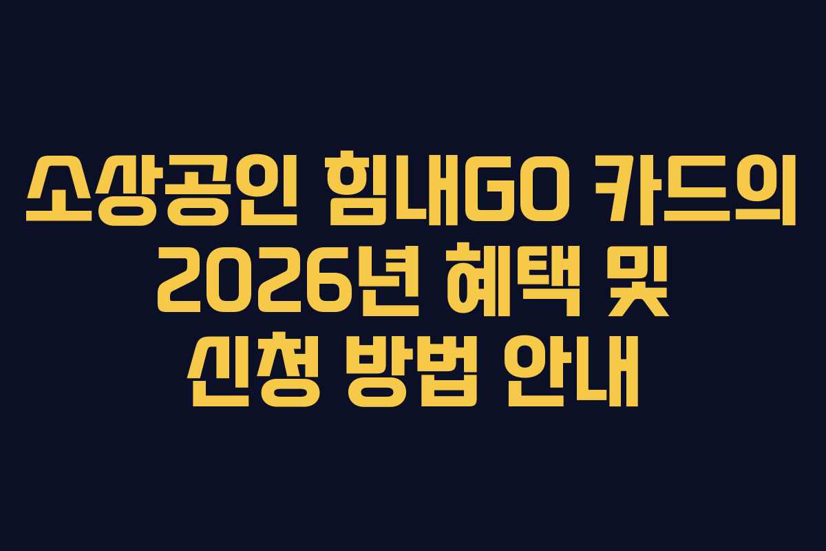 소상공인 힘내GO 카드의 2026년 혜택 및 신청 방법 안내 소상공인 힘내GO 카드의 2026년 혜택 및 신청 방법 안내
