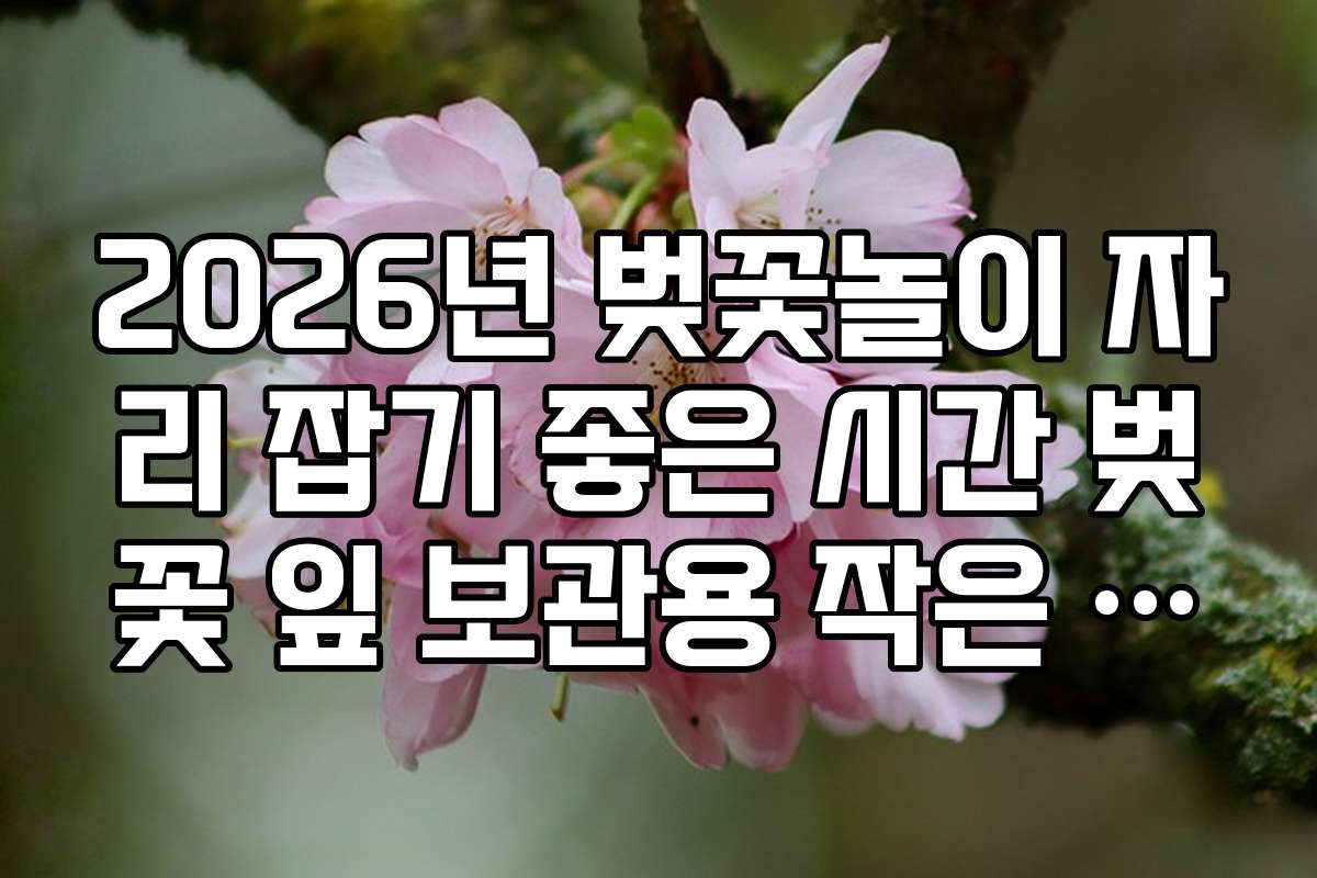 2026년 벚꽃놀이 자리 잡기 좋은 시간 벚꽃 잎 보관용 작은 봉투 챙기기