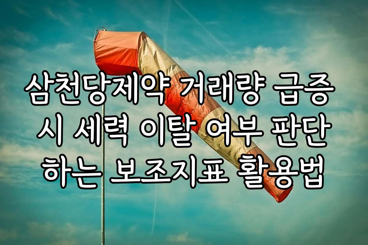 삼천당제약 거래량 급증 시 세력 이탈 여부 판단하는 보조지표 활용법