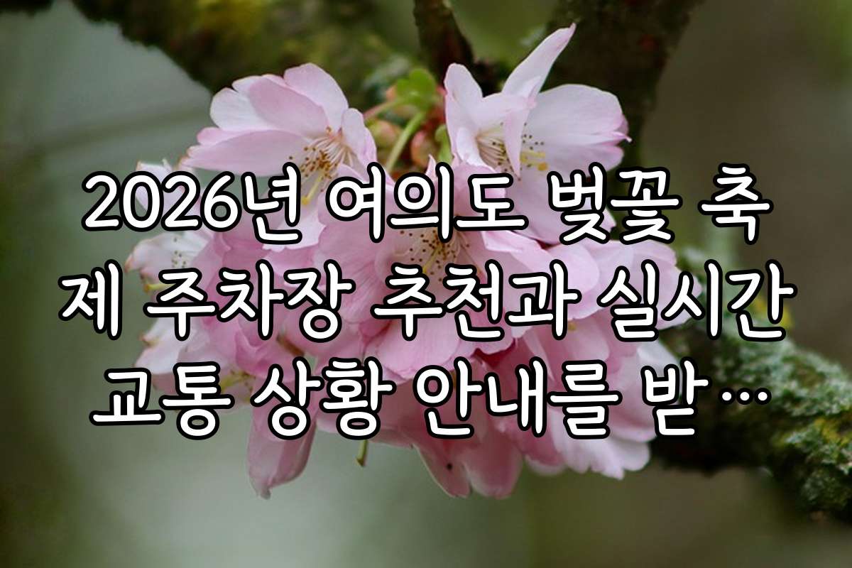 2026년 여의도 벚꽃 축제 주차장 추천과 실시간 교통 상황 안내를 받으세요