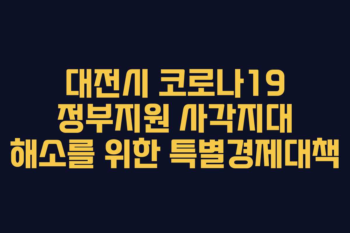 대전시 코로나19 정부지원 사각지대 해소를 위한 특별경제대책