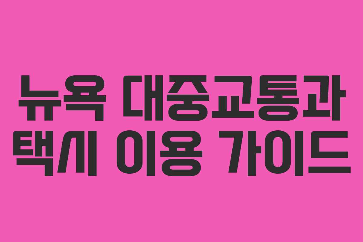 뉴욕 대중교통과 택시 이용 가이드