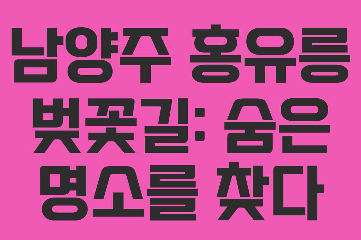 남양주 홍유릉 벚꽃길: 숨은 명소를 찾다