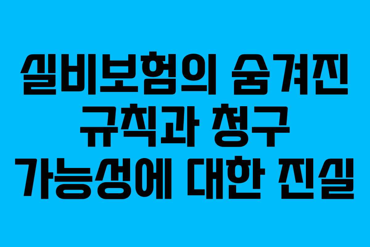 실비보험의 숨겨진 규칙과 청구 가능성에 대한 진실