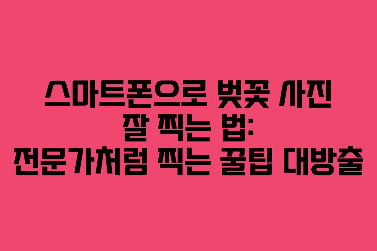 스마트폰으로 벚꽃 사진 잘 찍는 법: 전문가처럼 찍는 꿀팁 대방출