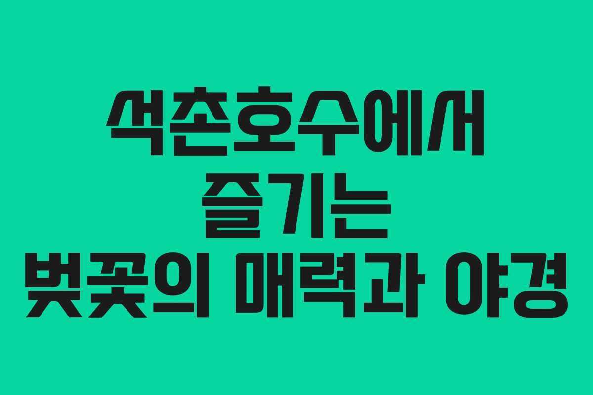 석촌호수에서 즐기는 벚꽃의 매력과 야경